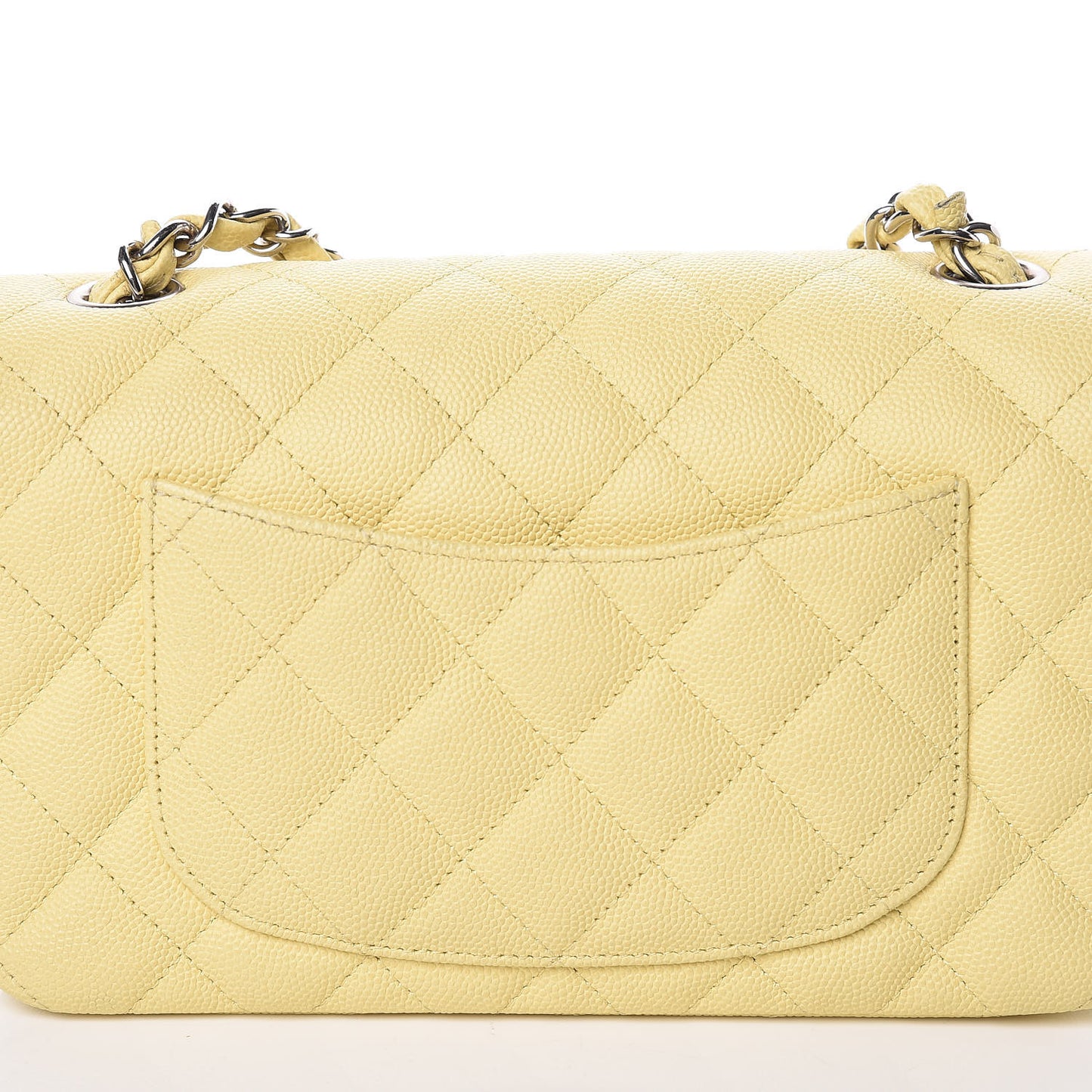 Caviar Quilted Mini Rectangular Flap Light Yellow