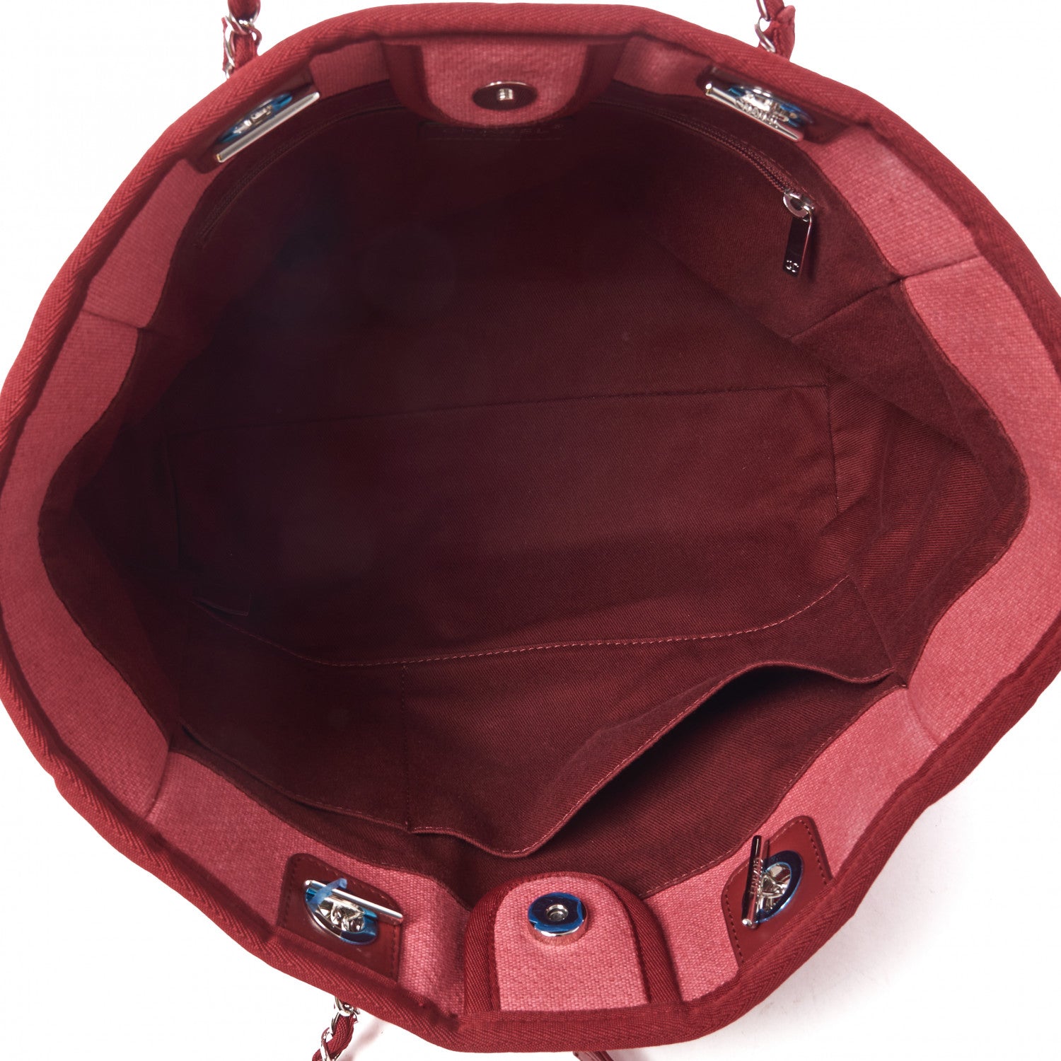 Chanel Canvas Small Deauville Tote Red 4 of 11