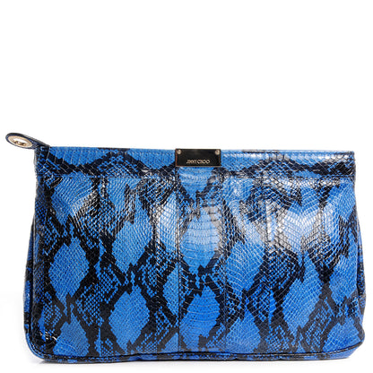 Jimmy Choo Snake Embossed Zulu Canvas Clutch Blue 1 of 17