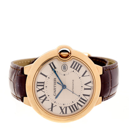 Cartier 18K Pink Gold Alligator 42mm Ballon Bleu De Cartier Automatic Watch Brown 2 of 4
