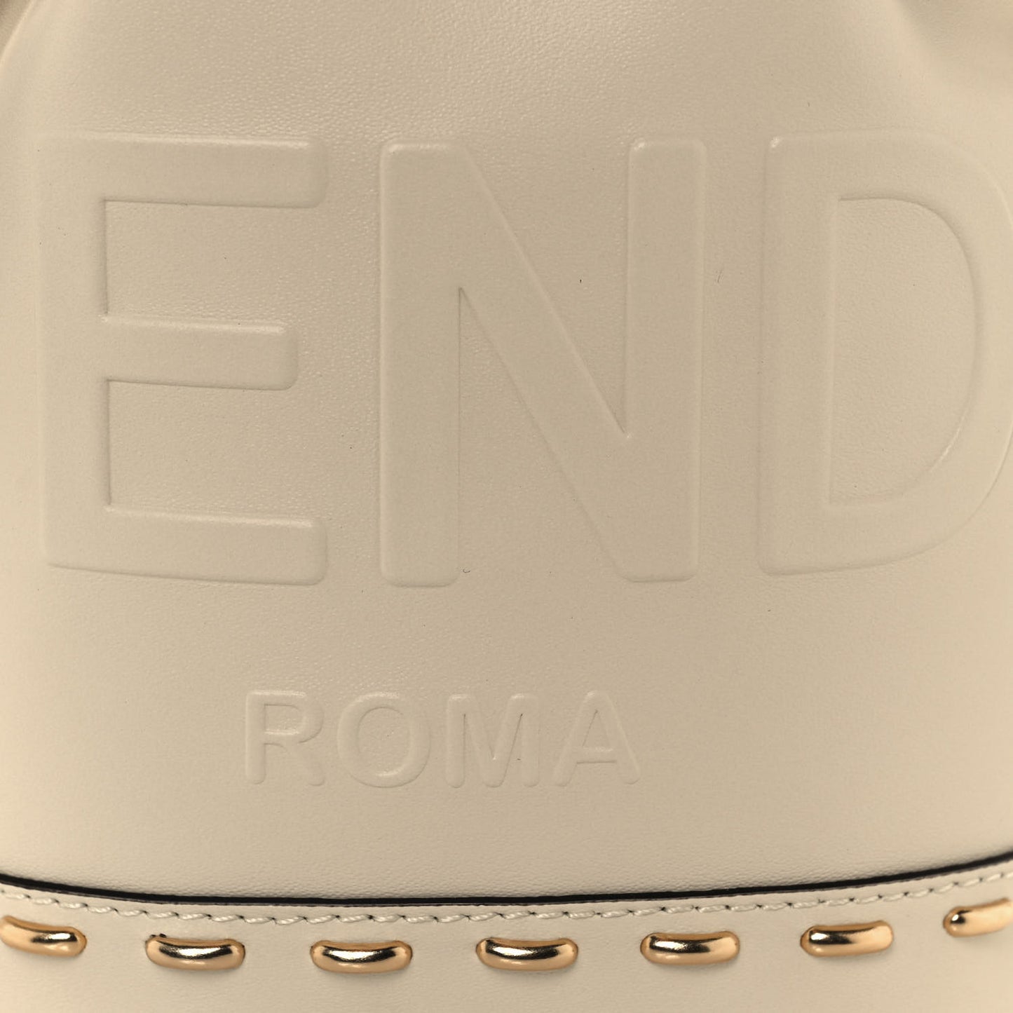 Vitello King F is Fendi Logo Debossed Metal Stitch Mini Mon Tresor Bucket Bag Pergamena