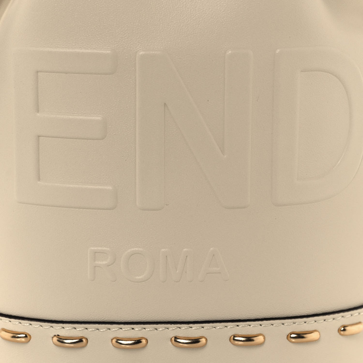 Fendi Vitello King F is Fendi Logo Debossed Metal Stitch Mini Mon Tresor Bucket Bag Pergamena 8 of 14