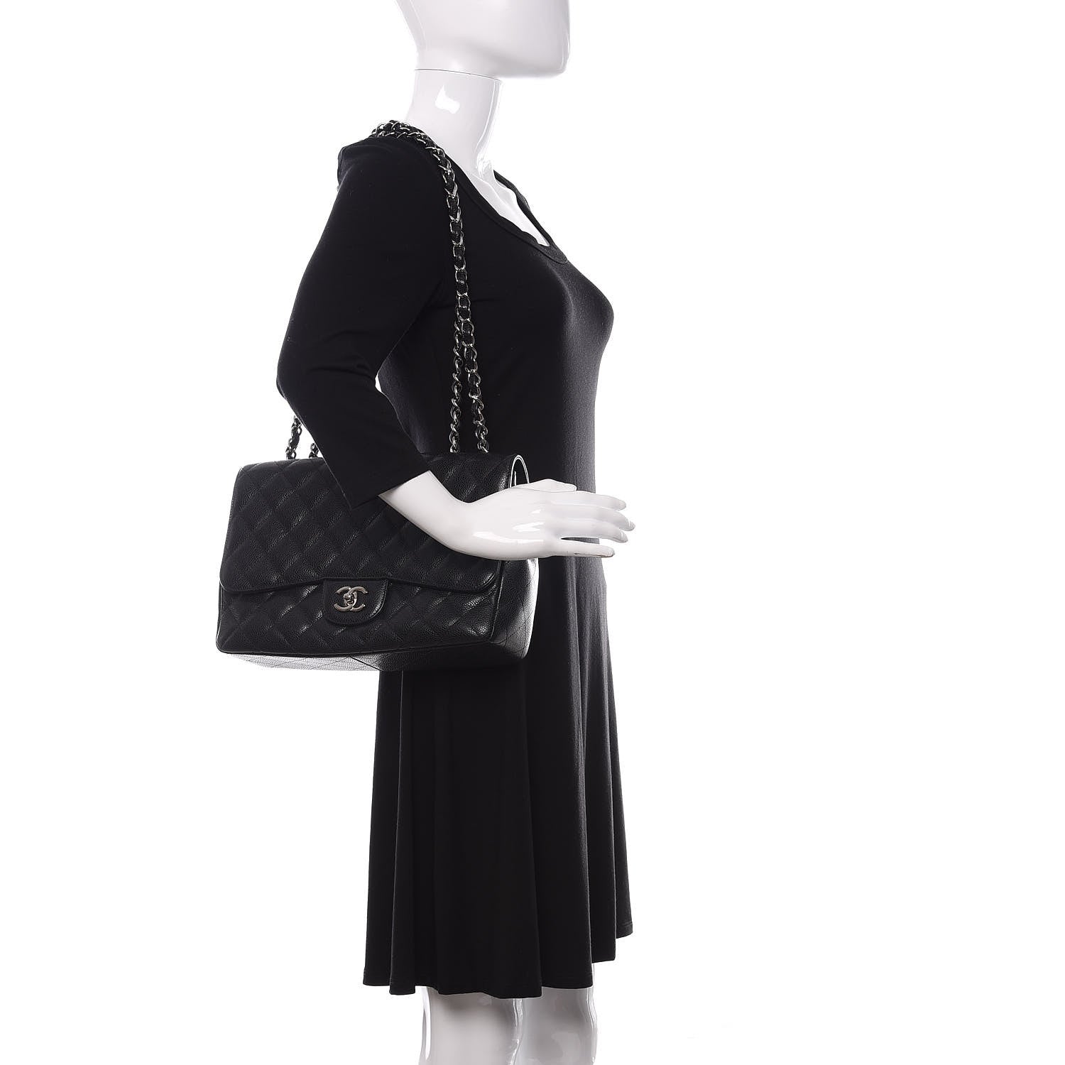 Chanel Caviar Quilted Jumbo Single Flap Black 2 of 10
