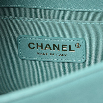 Chanel Caviar Chevron Quilted Small Boy Flap Green 8 of 9