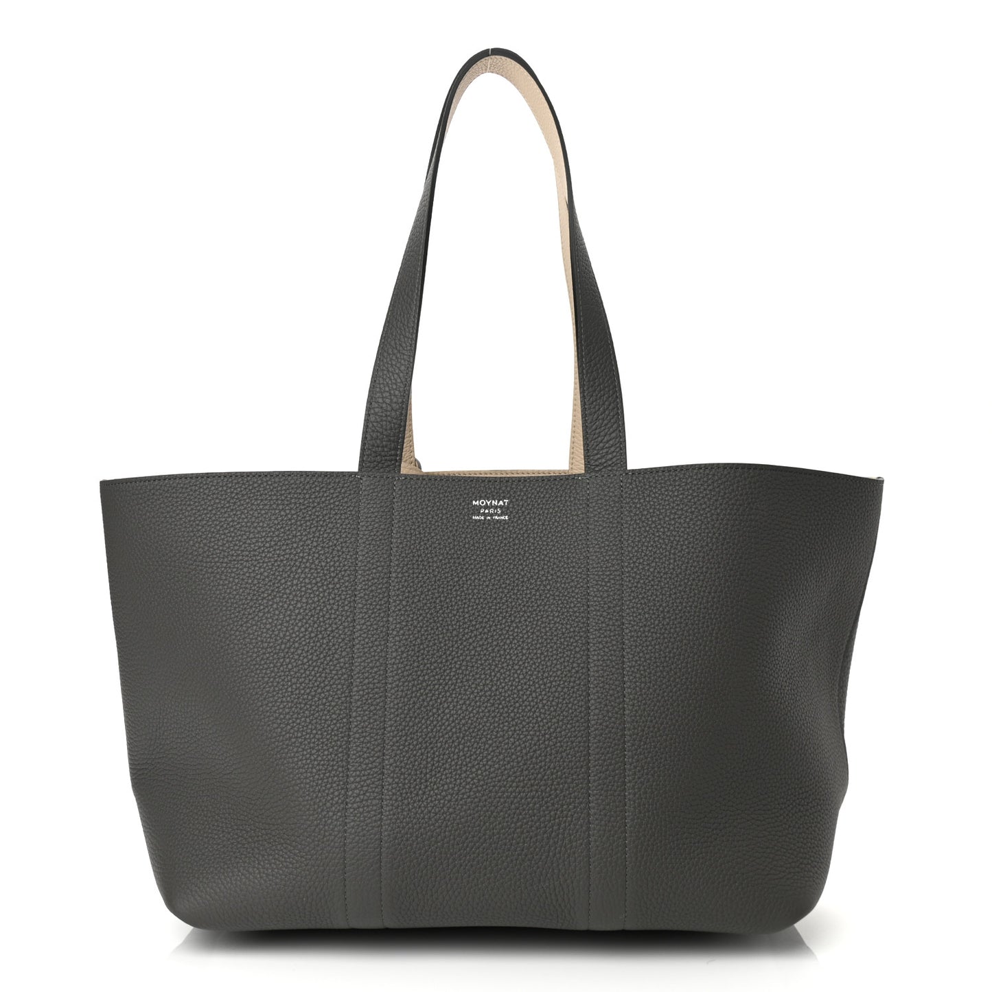 Taurillon Gex Calfskin Duo Reversible Tote Greige Zinc