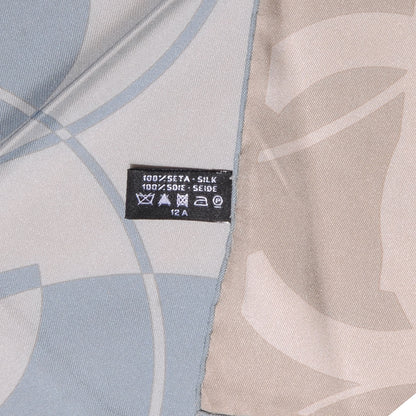 Chanel Silk CC Reversible Square Scarf Light Blue Beige 5 of 5