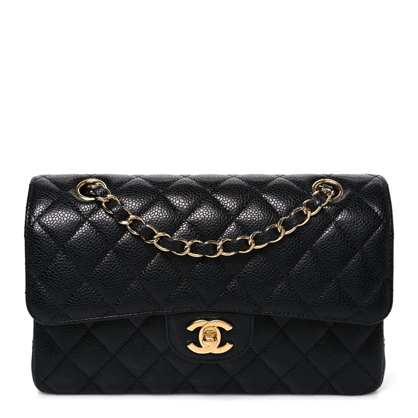 Caviar Quilted Small Double Flap Black