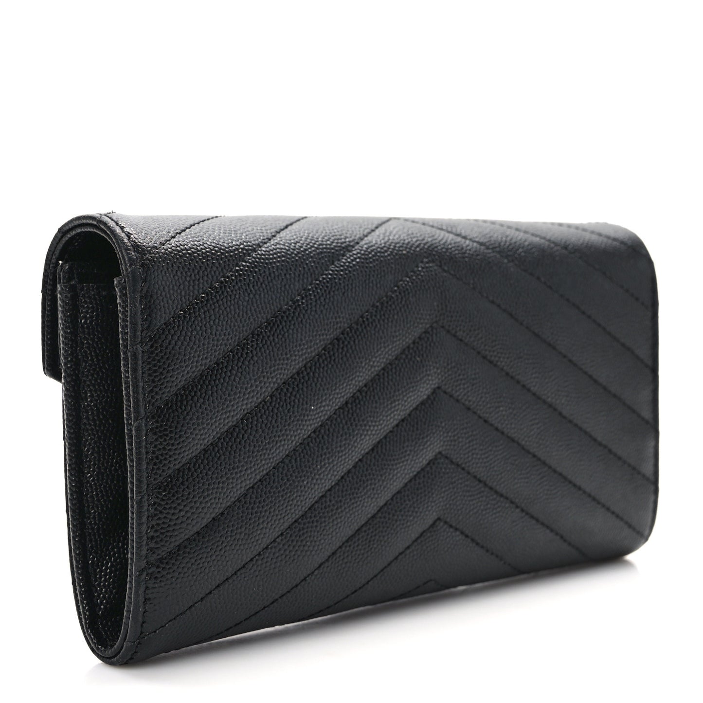 Grain De Poudre Matelasse Chevron Monogram Flap Wallet Black