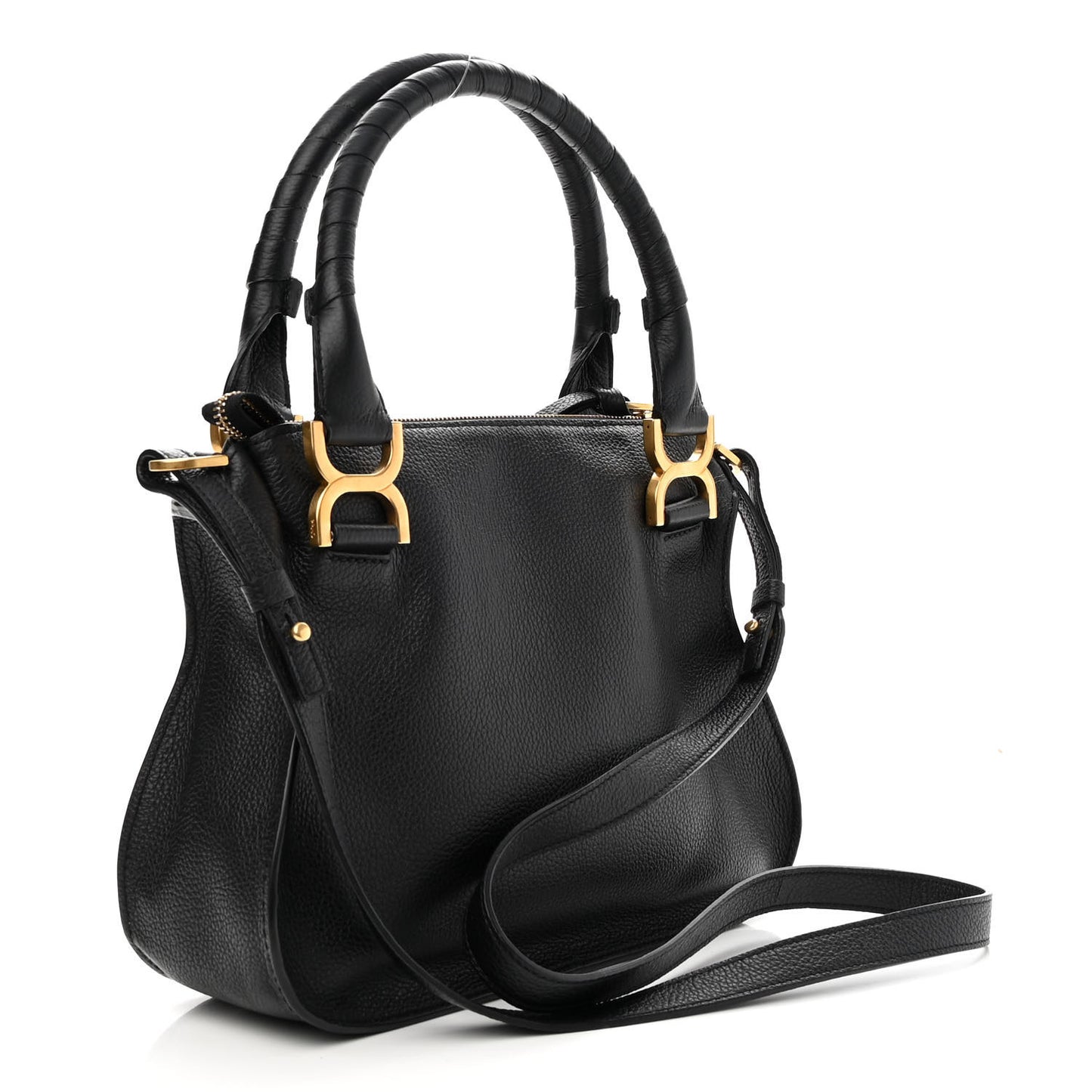 Calfskin Small Marcie Satchel Black