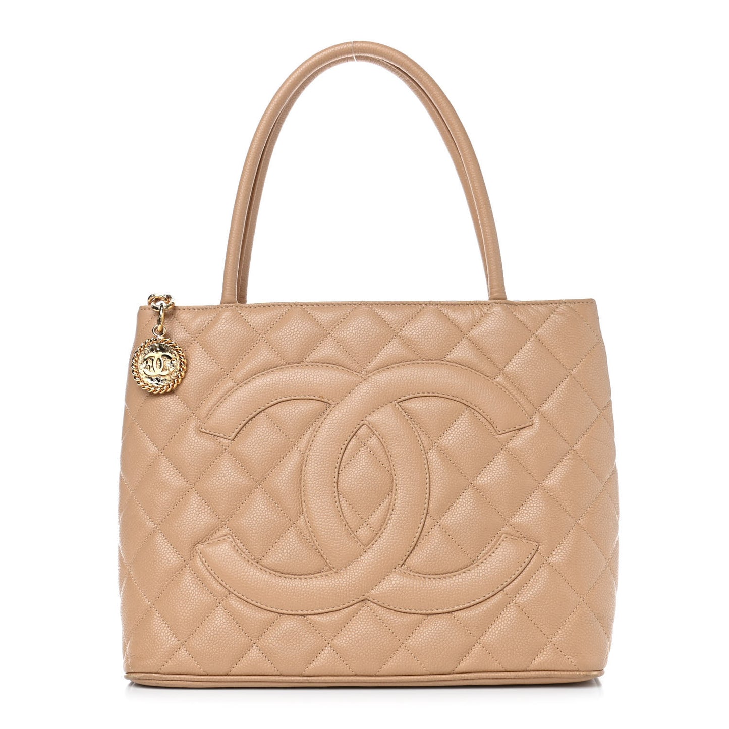 Caviar Quilted Medallion Tote Beige