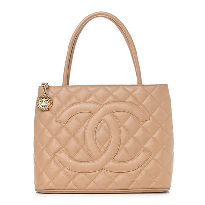 Chanel Caviar Quilted Medallion Tote Beige 1 of 12