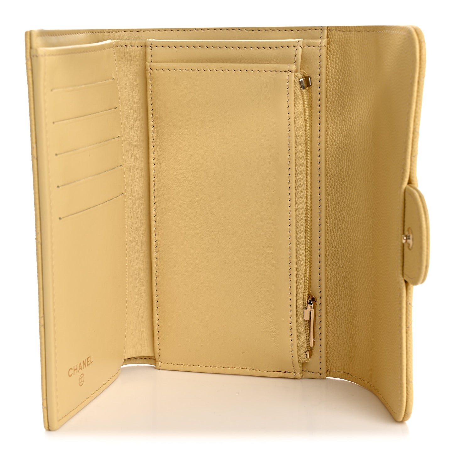 Caviar Quilted Medium Flap Wallet Light Yellow