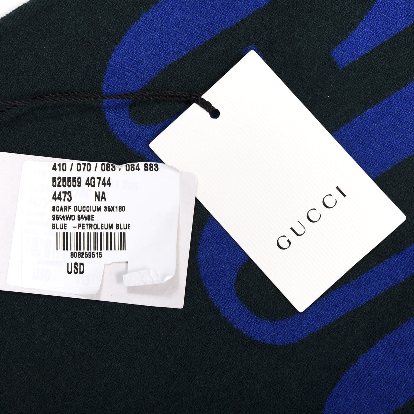 Wool Silk Guccium Scarf Petroleum Blue Bordeaux