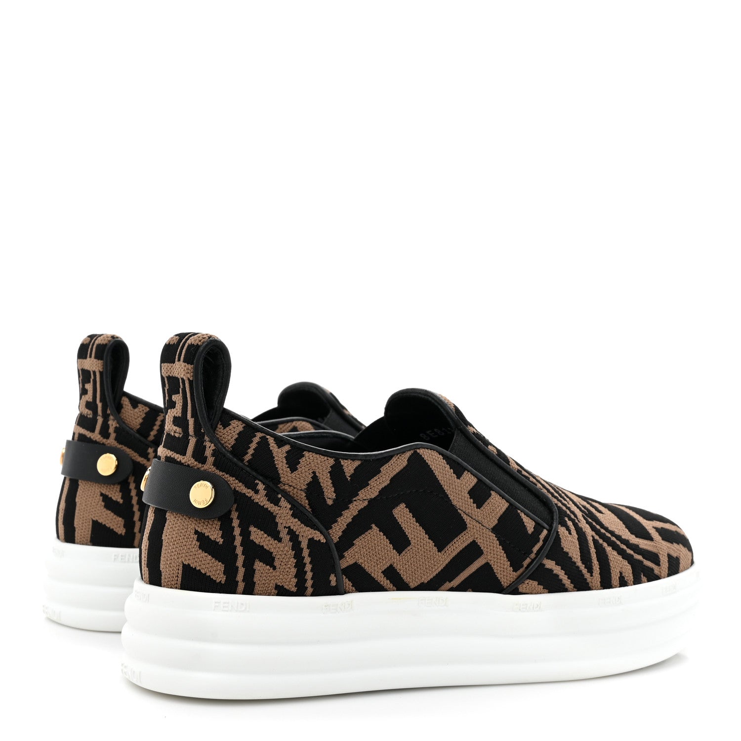 Fendi X SARA COLEMAN Canvas FF Vertigo Embroidered Womens Rise Slip On Sneakers 36 Tobacco Black 5 of 10