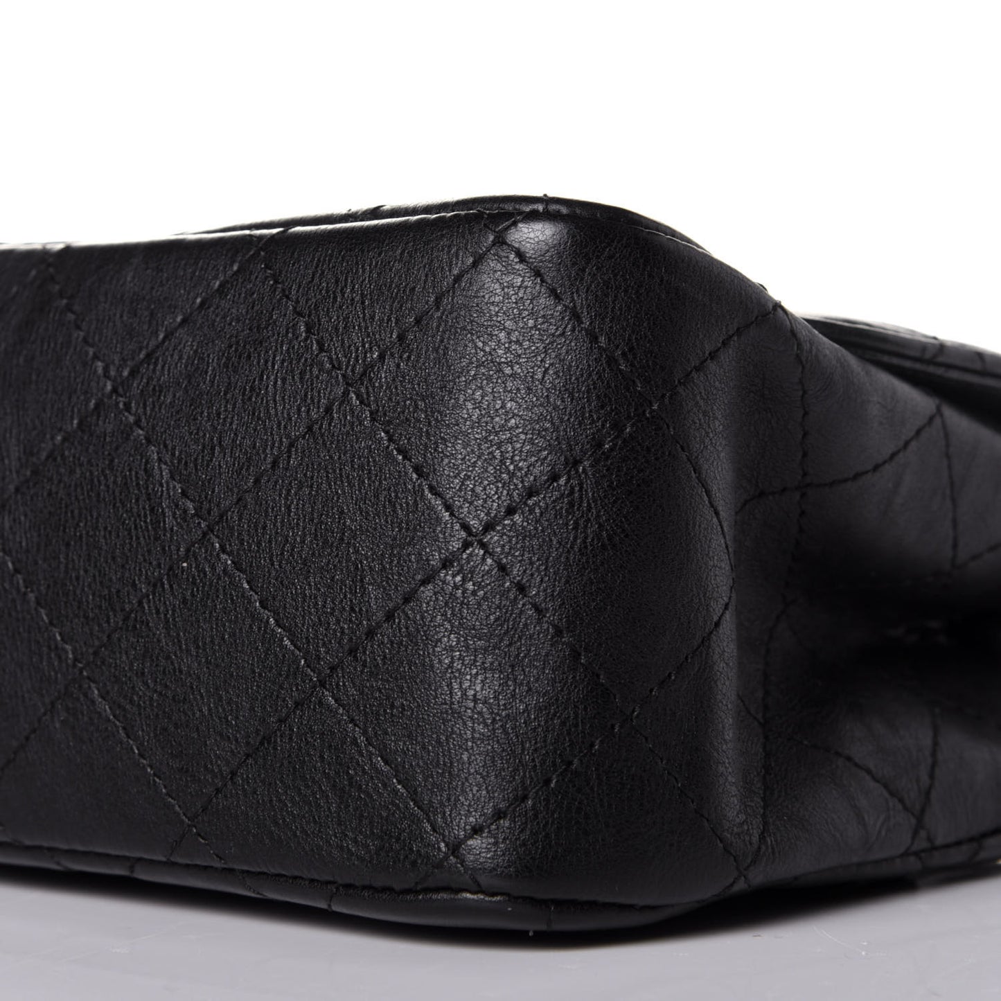 Crumpled Calfskin Quilted Mini Square Flap So Black