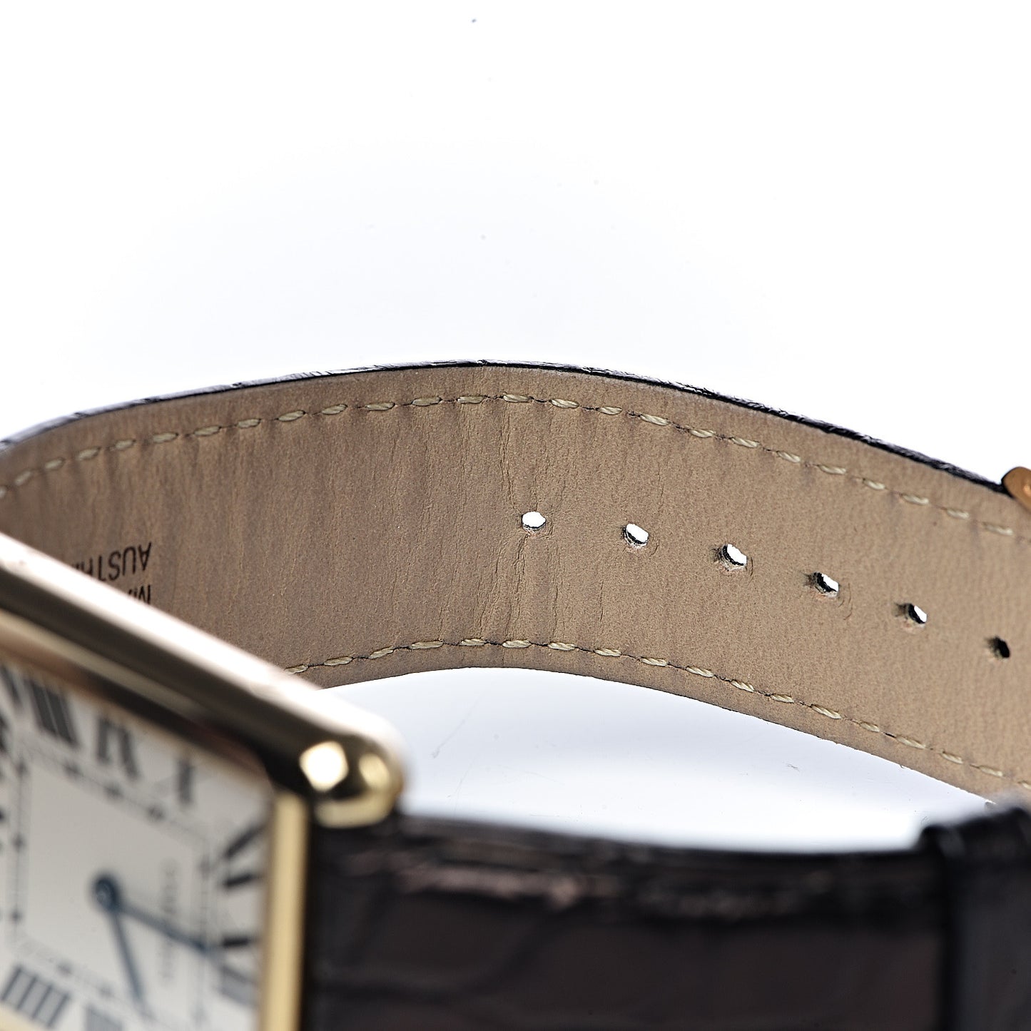 Stainless Steel 18K Yellow Gold Alligator 27mm Tank Solo Quartz Watch