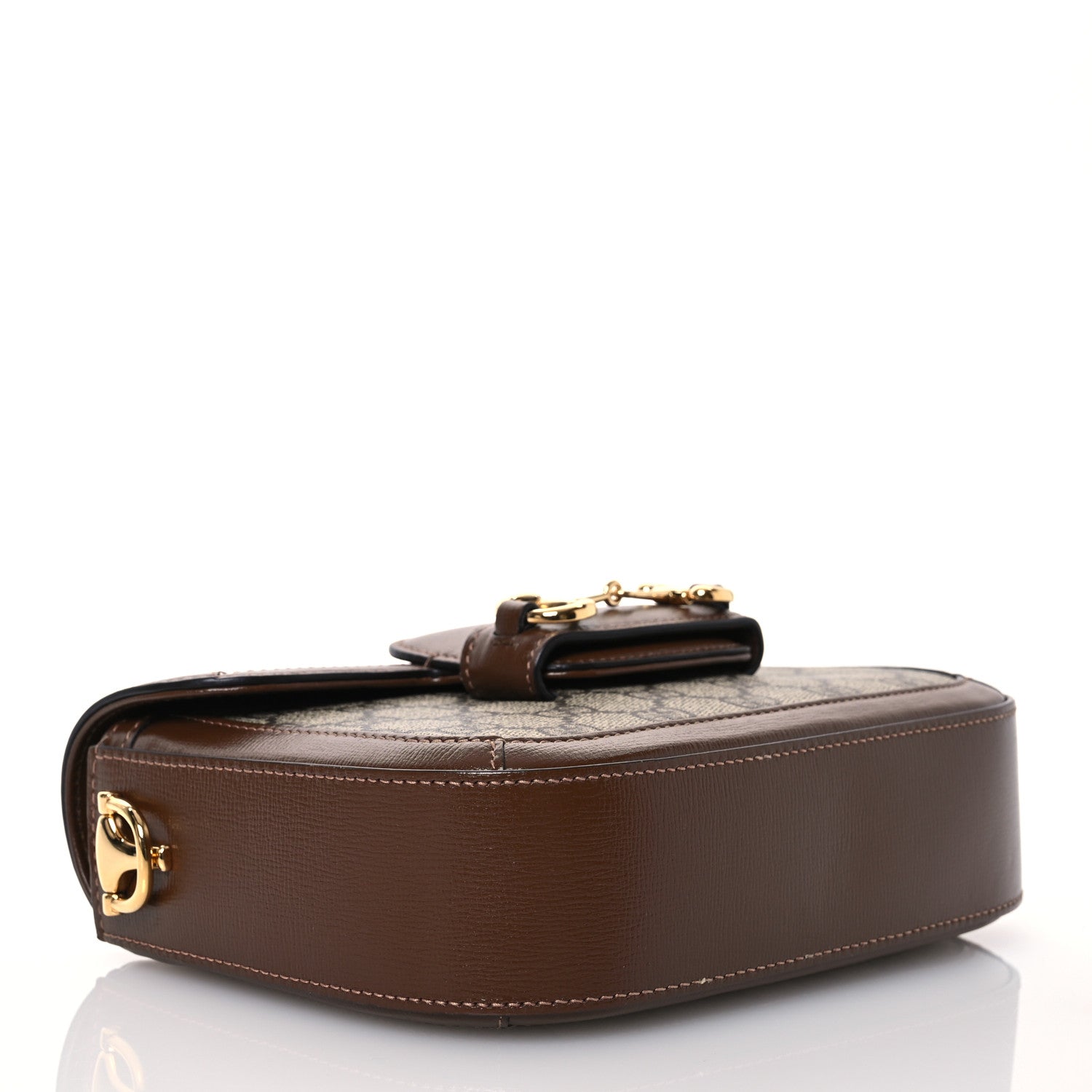 Gucci GG Supreme Monogram Web Mini Horsebit 1955 Shoulder Bag Beige Brown Sugar 4 of 16