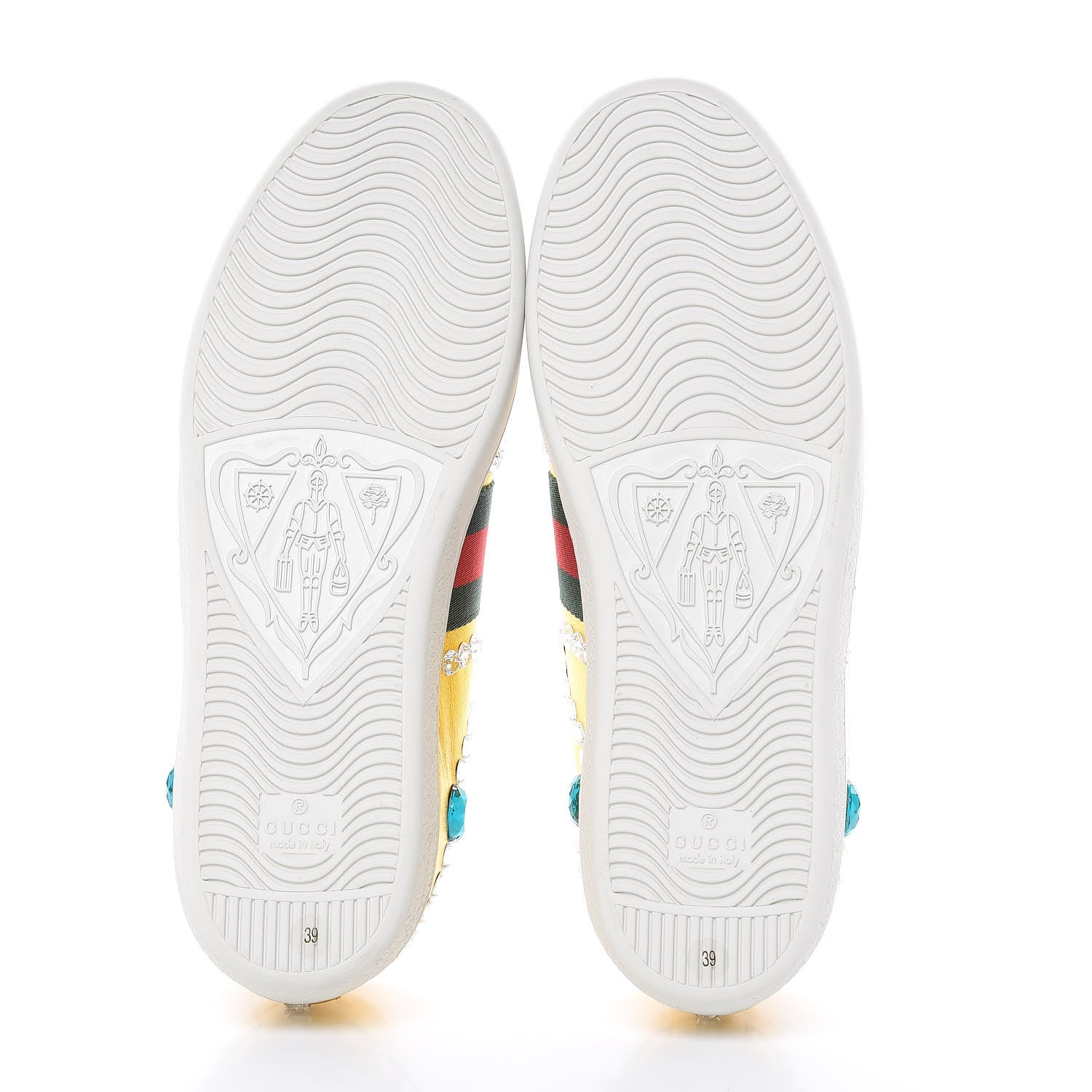 Gucci Metallic Nappa Crystal Web Womens Ace Sneakers 39 Oro Vecchio 7 of 10