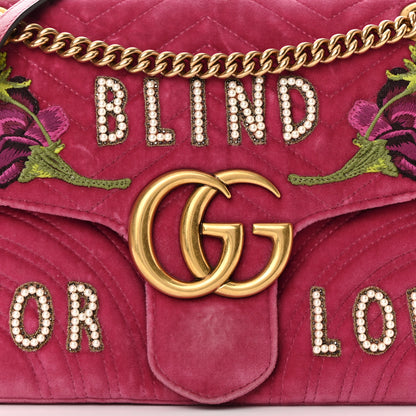 Gucci Velvet Matelasse Blind for Love Embroidered Medium GG Marmont Shoulder Bag Light Raspberry Rose Multicolor 8 of 17