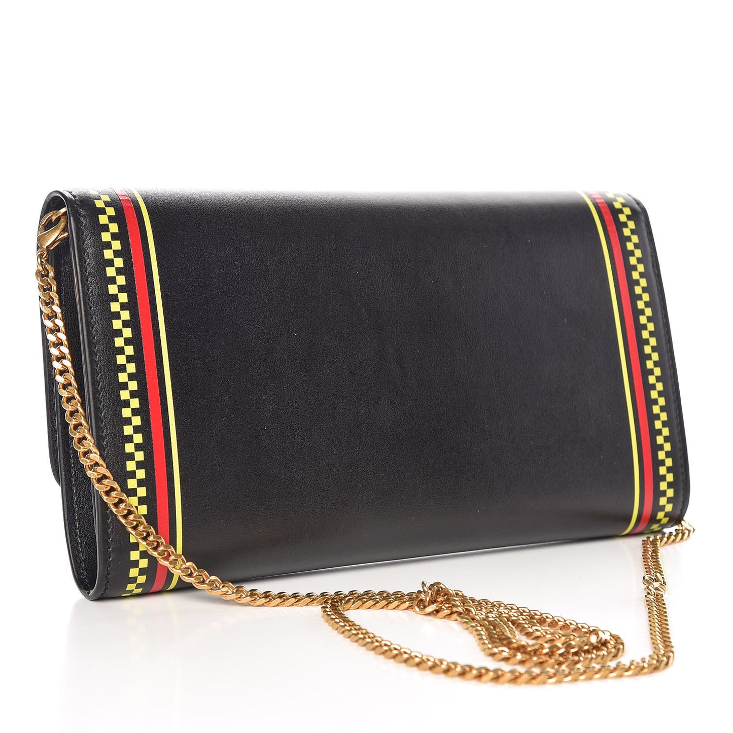 Calfskin 90's Vintage Logo Chain Evening Bag Black