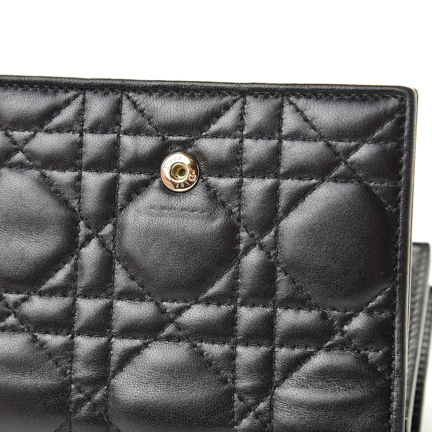 Lambskin Cannage Medium Lady Dior Eden Wallet Black