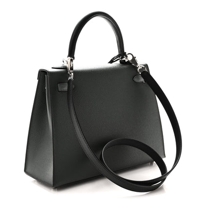 Hermes Epsom Tri-Color Kelly Sellier 25 Vert Mangrove Vert Amande Black 3 of 11