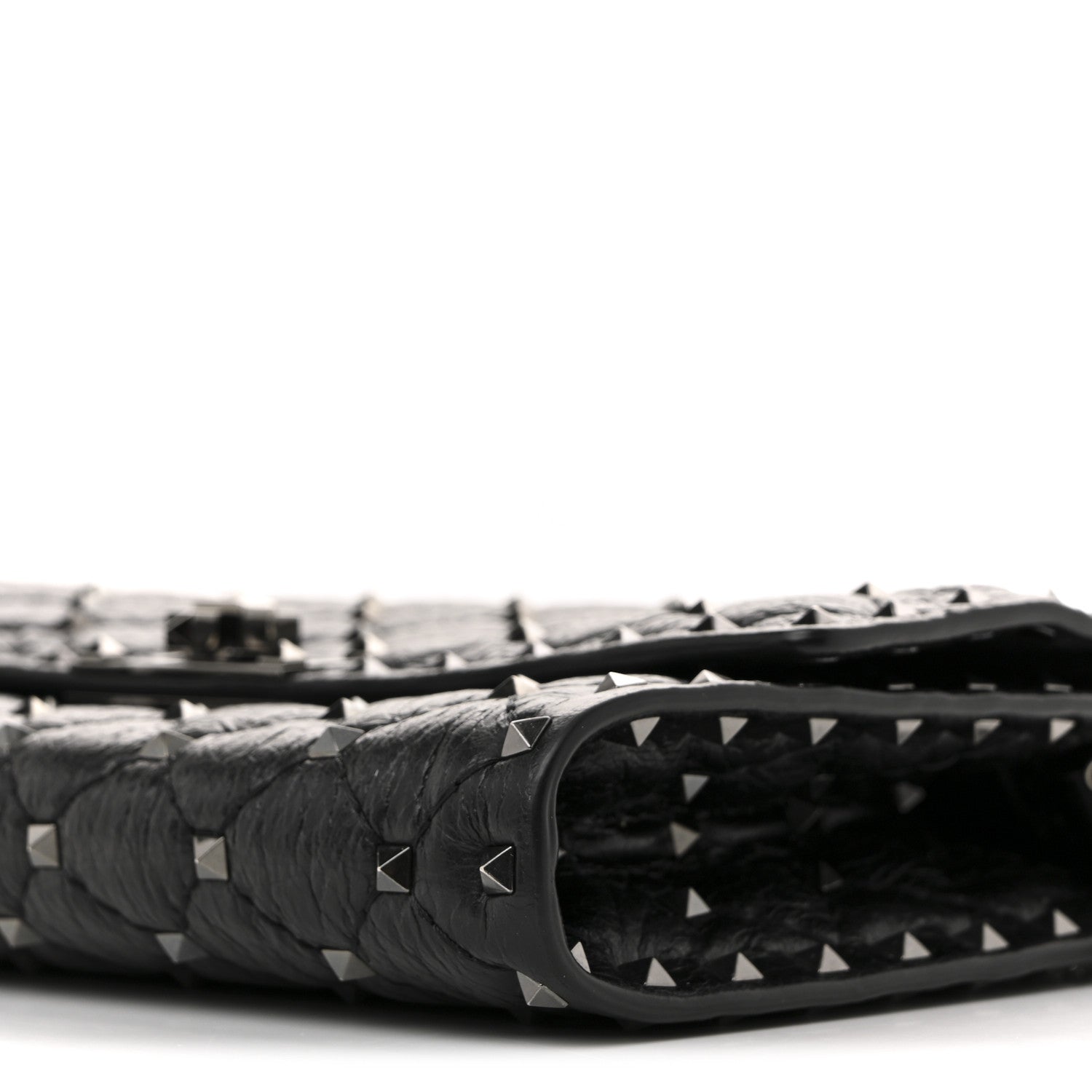 Valentino Garavani Craquele Nappa Rockstud Spike Wallet on Chain Black 9 of 13