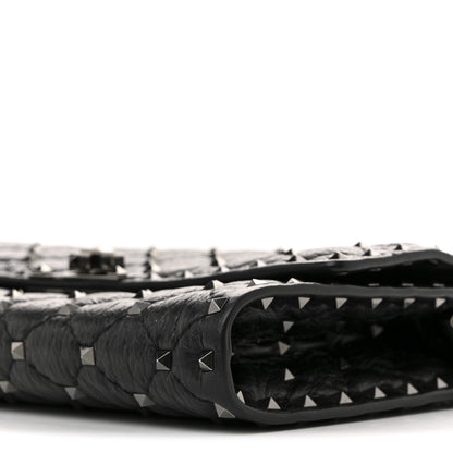 Valentino Garavani Craquele Nappa Rockstud Spike Wallet on Chain Black 9 of 13