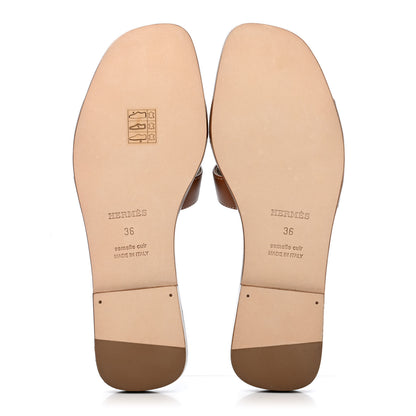 Hermes Box Calfskin Oran Sandals 36 Gold 4 of 4