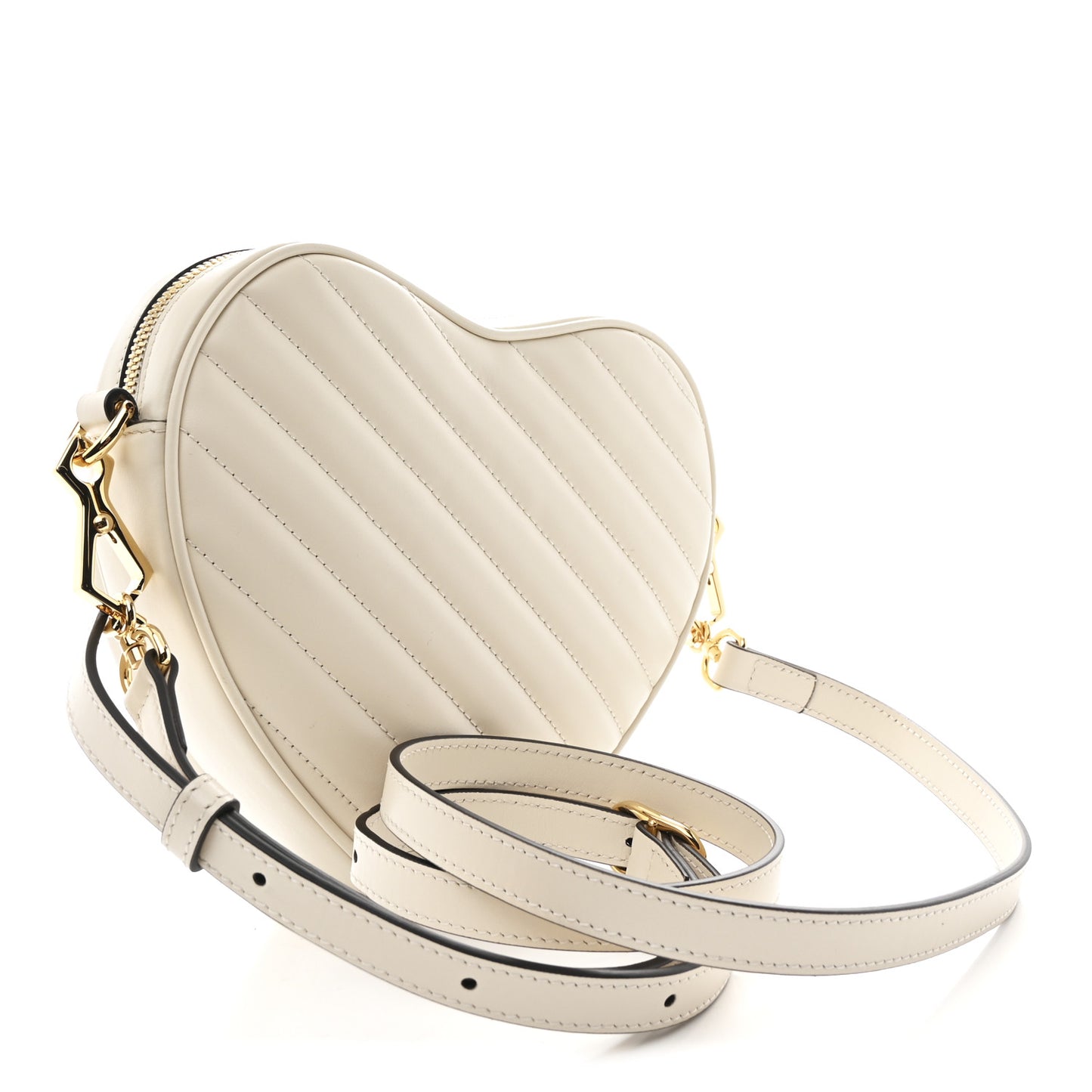 Calfskin Matelasse Diagonal Mini Interlocking G Heart Shoulder Bag Mystic White