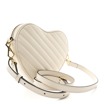 Gucci Calfskin Matelasse Diagonal Mini Interlocking G Heart Shoulder Bag Mystic White 3 of 10
