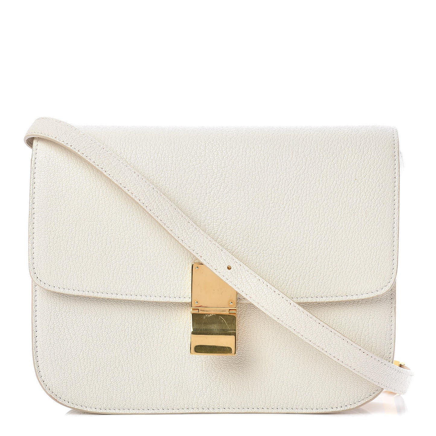 Goatskin Medium Classic Box Flap Bag White