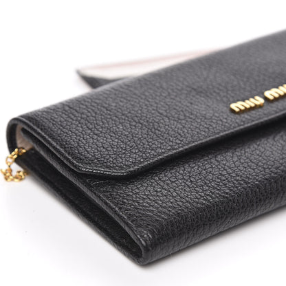 Miu Miu Goatskin Madras Flap Wallet Black 9 of 10