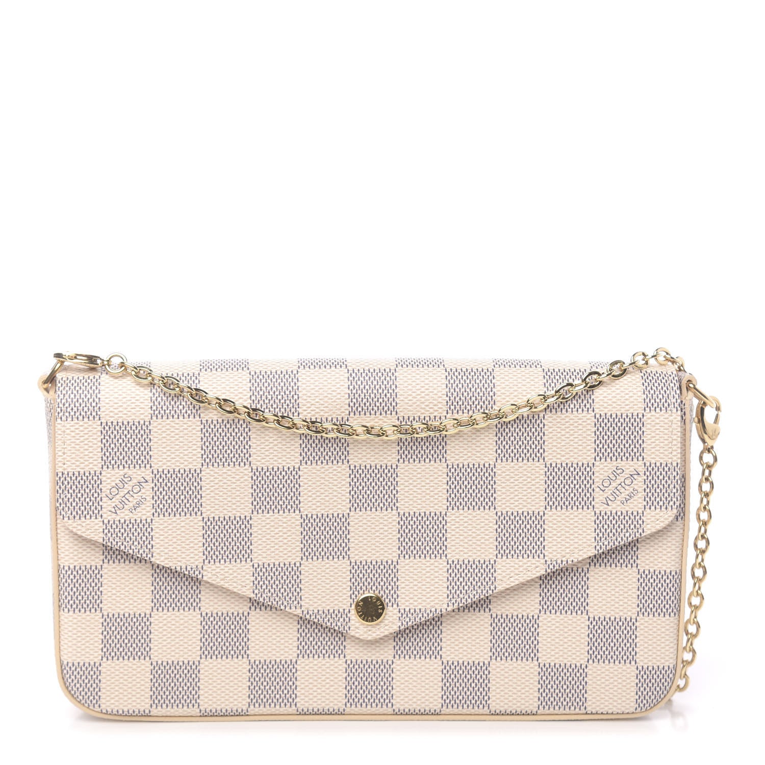Louis Vuitton Damier Azur Pochette Felicie Chain Wallet Rose Ballerine 1 of 12