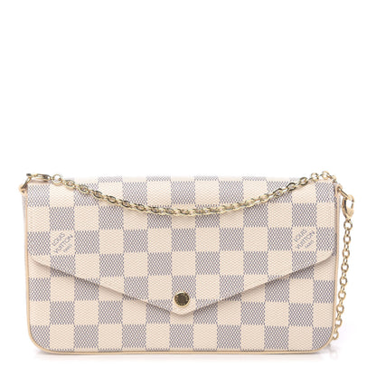 Louis Vuitton Damier Azur Pochette Felicie Chain Wallet Rose Ballerine 1 of 12
