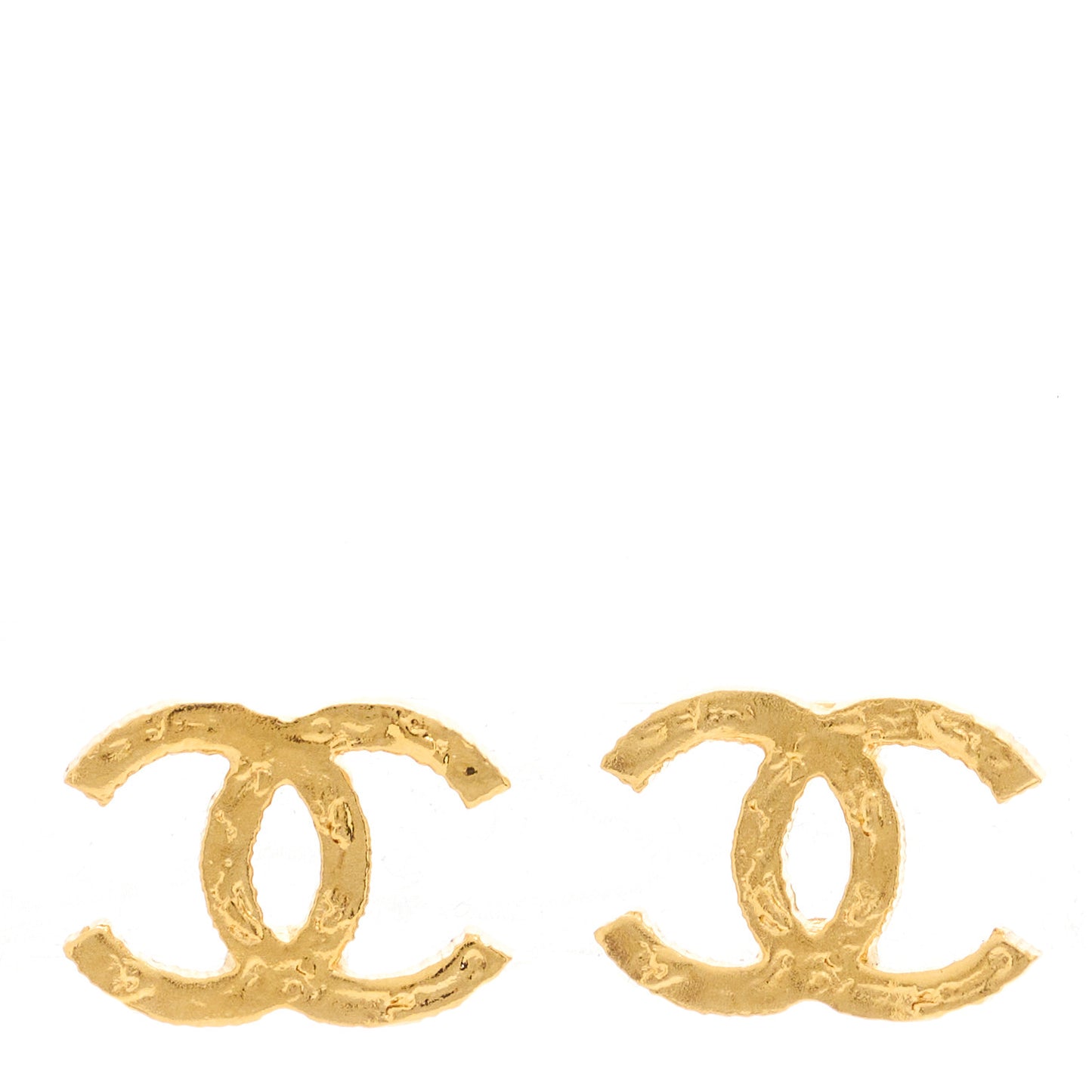 Metal Textured CC Earrings Gold