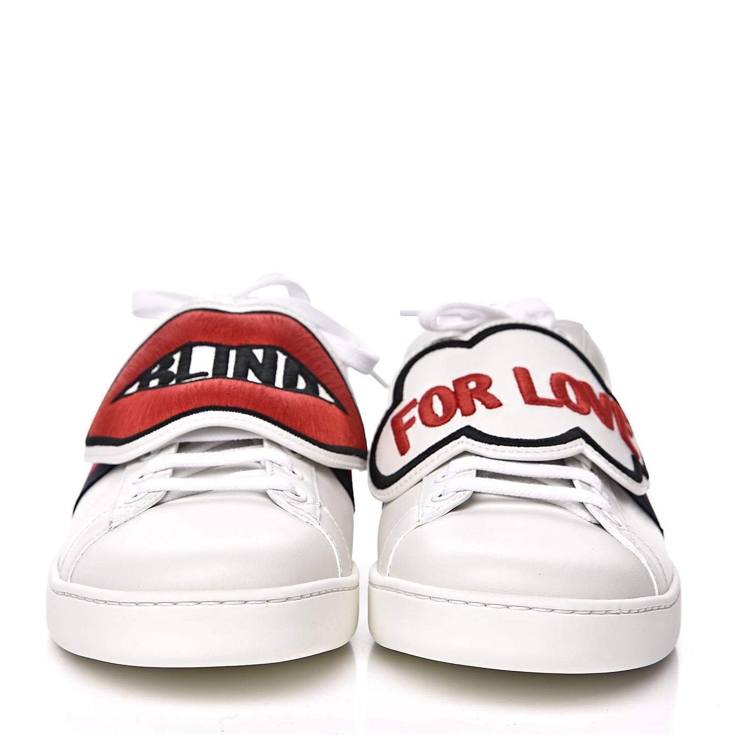 Calfskin Ayers Blind For Love Embroidered Womens Ace Sneakers 39.5 White