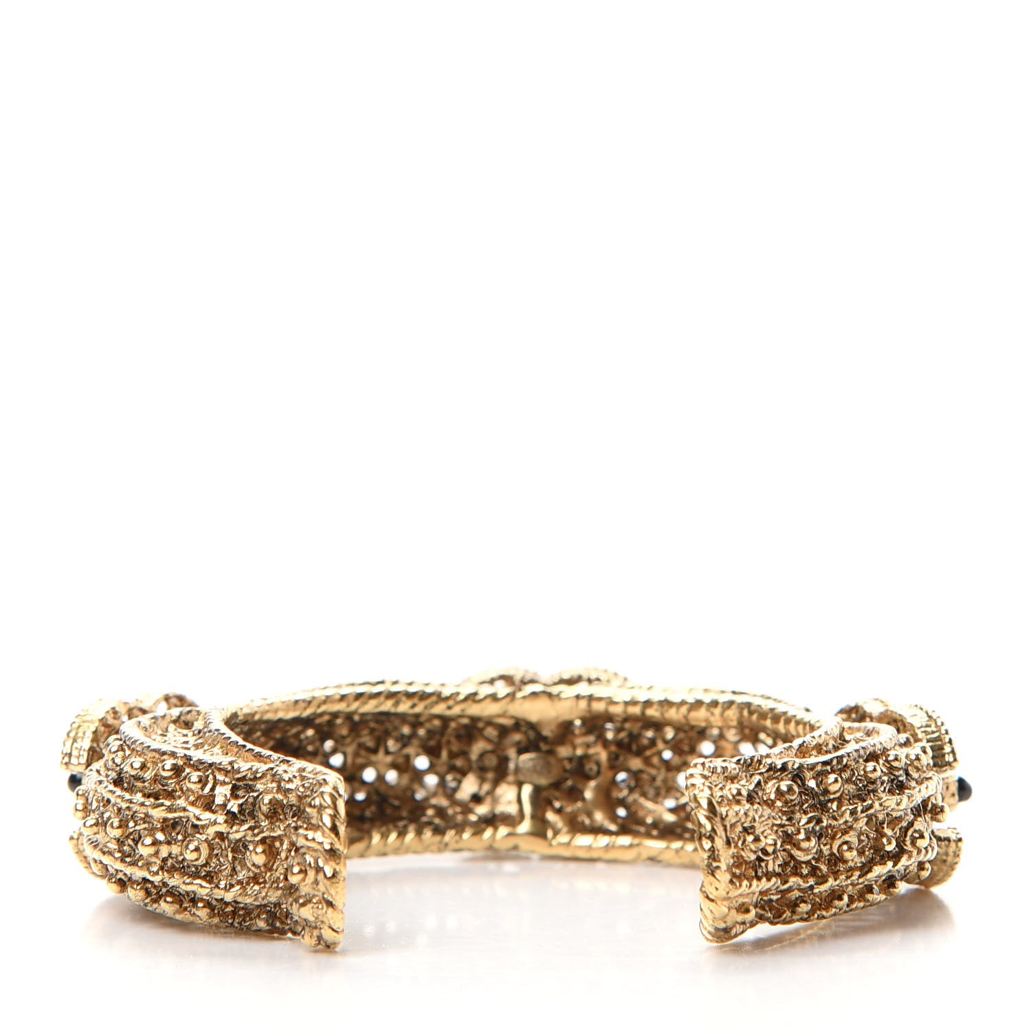 Chanel Metal Beaded CC Cuff Gold Black 3 of 4