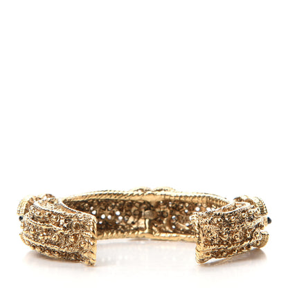 Chanel Metal Beaded CC Cuff Gold Black 3 of 4