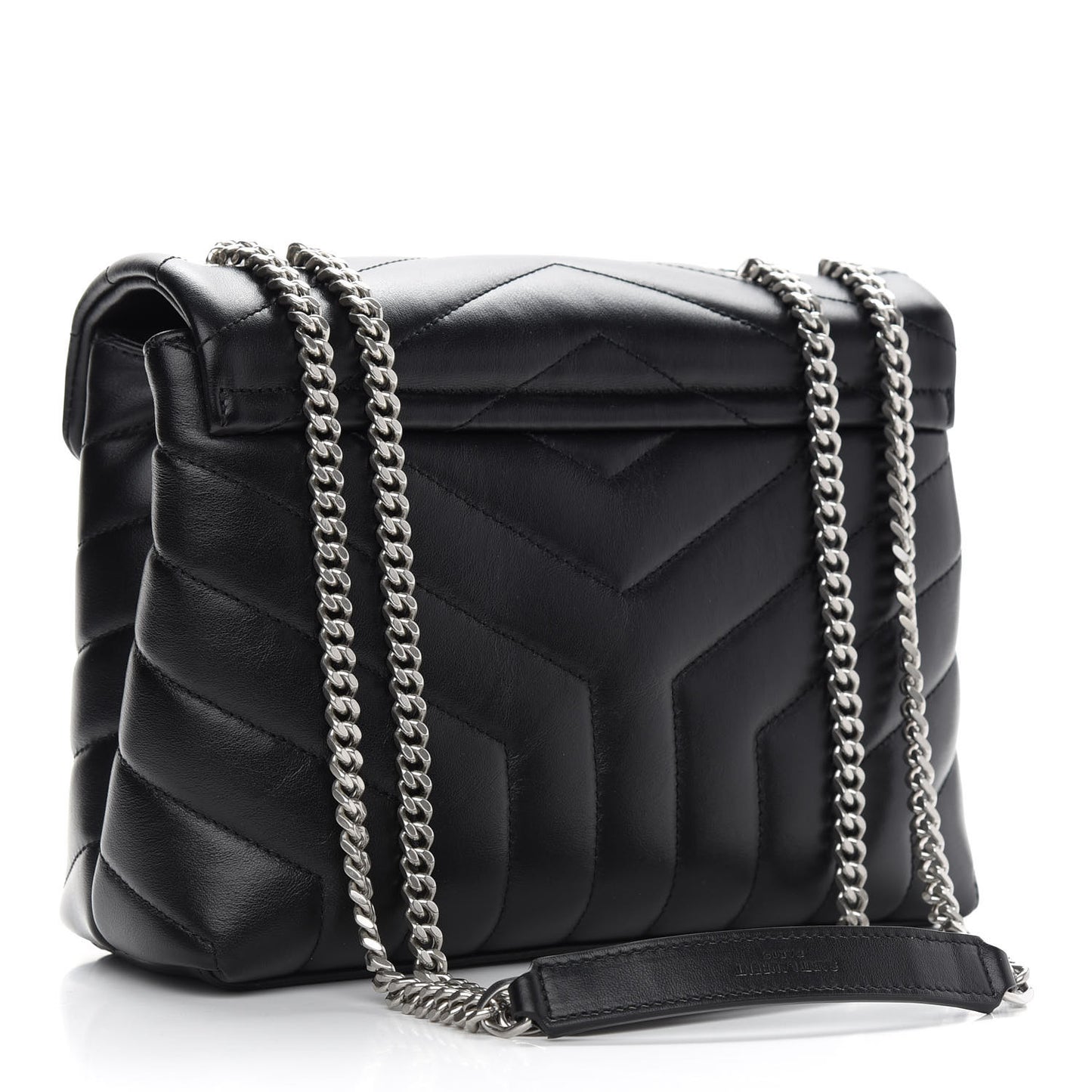 Calfskin Y Quilted Monogram Small Loulou Chain Satchel Black