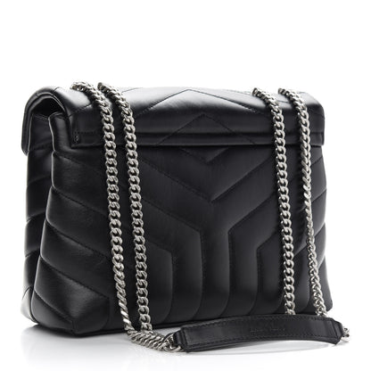 Saint Laurent Calfskin Y Quilted Monogram Small Loulou Chain Satchel Black 3 of 9