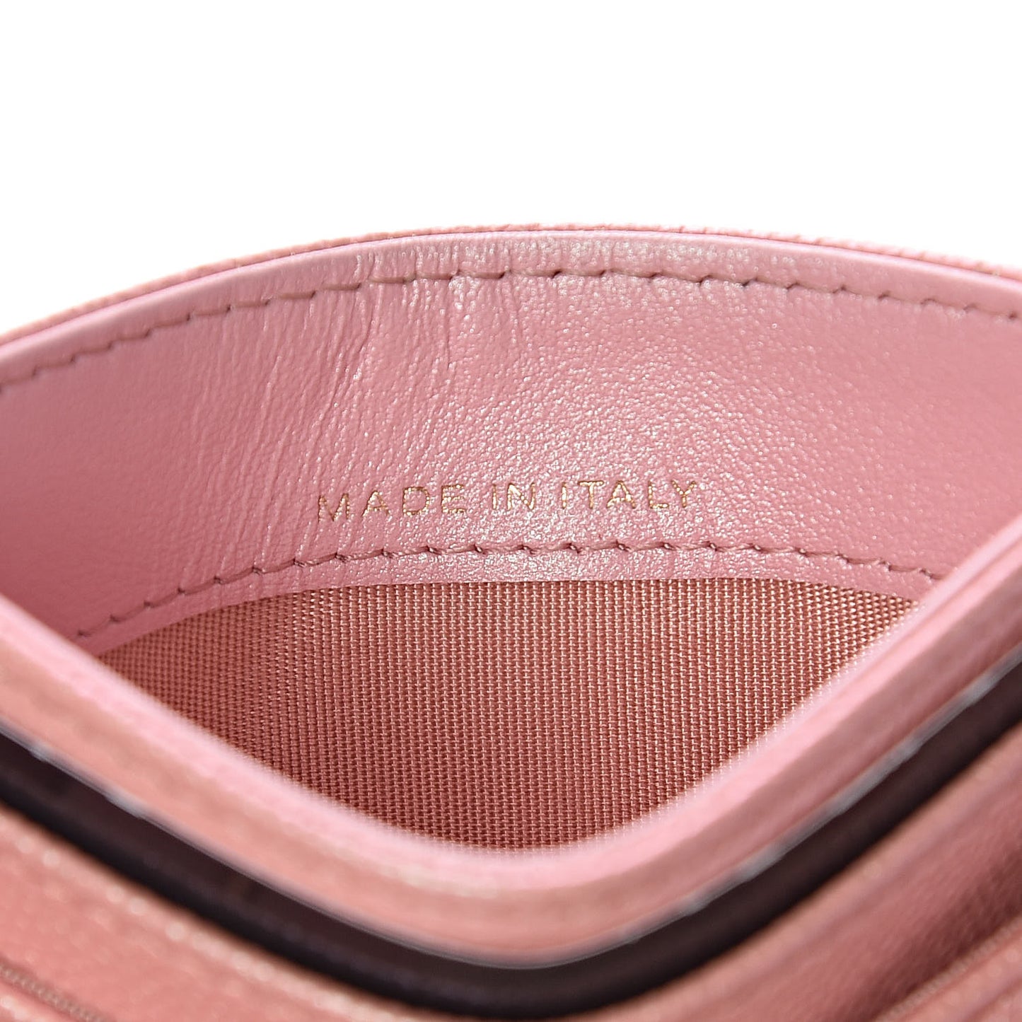 Iridescent Caviar Quilted Card Holder Rose Pink