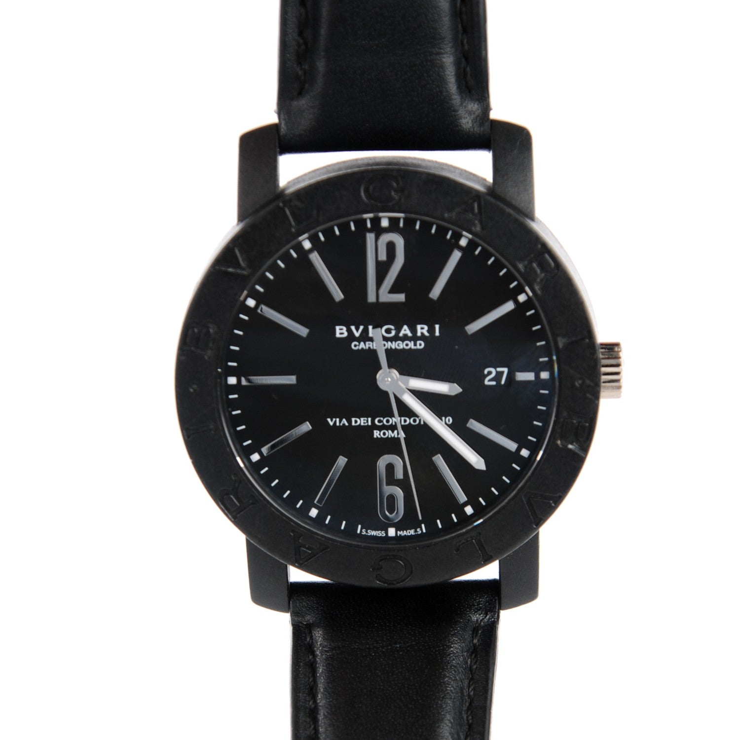 Bulgari Carbon Calfskin 40mm Carbongold Automatic Watch Black 1 of 6