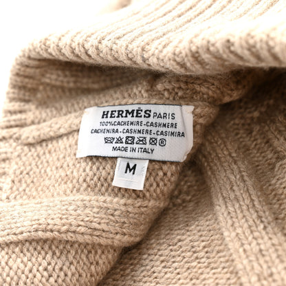 Hermes Cashmere Knit Cable Maillons Beanie M Beige 4 of 5