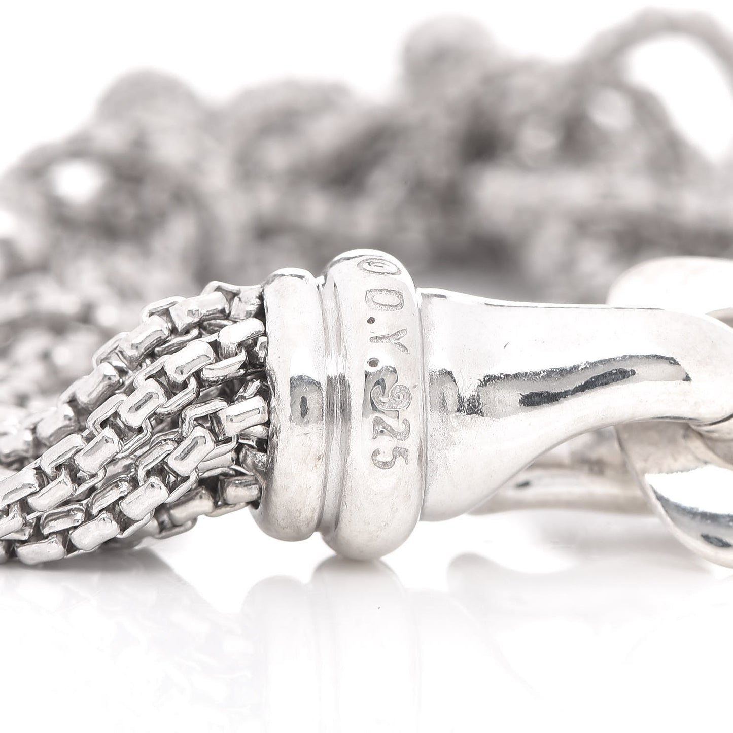 Sterling Silver Diamond Pave Bead Multi Strand Bracelet