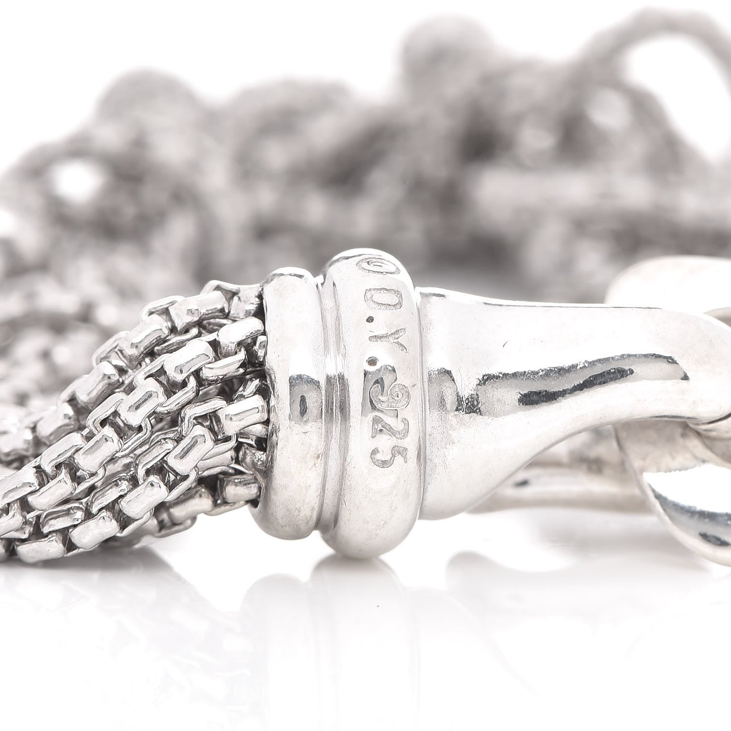 David Yurman Sterling Silver Diamond Pave Bead Multi Strand Bracelet 4 of 4