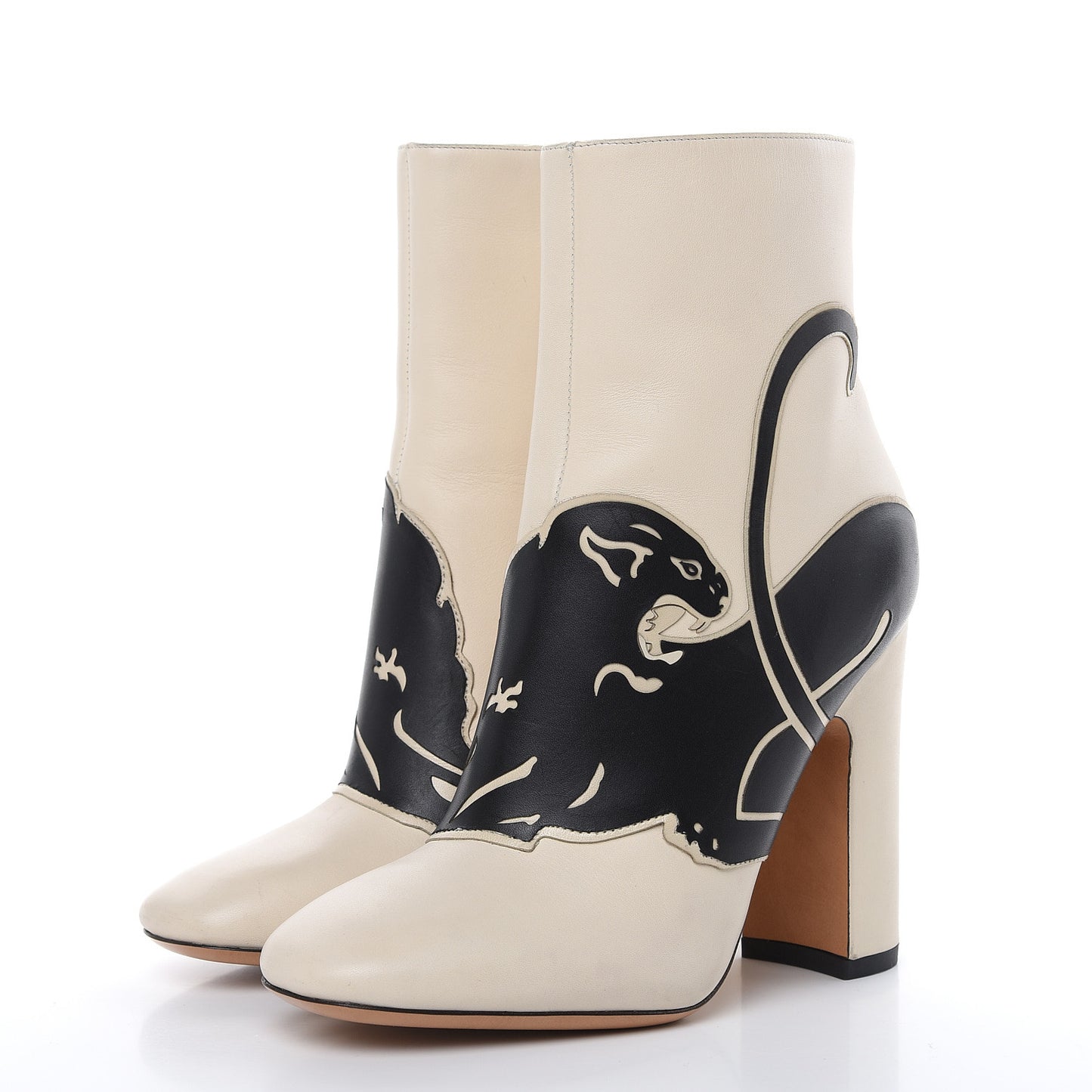 Calfskin Panther 110mm Ankle Boots 36 Light Ivory