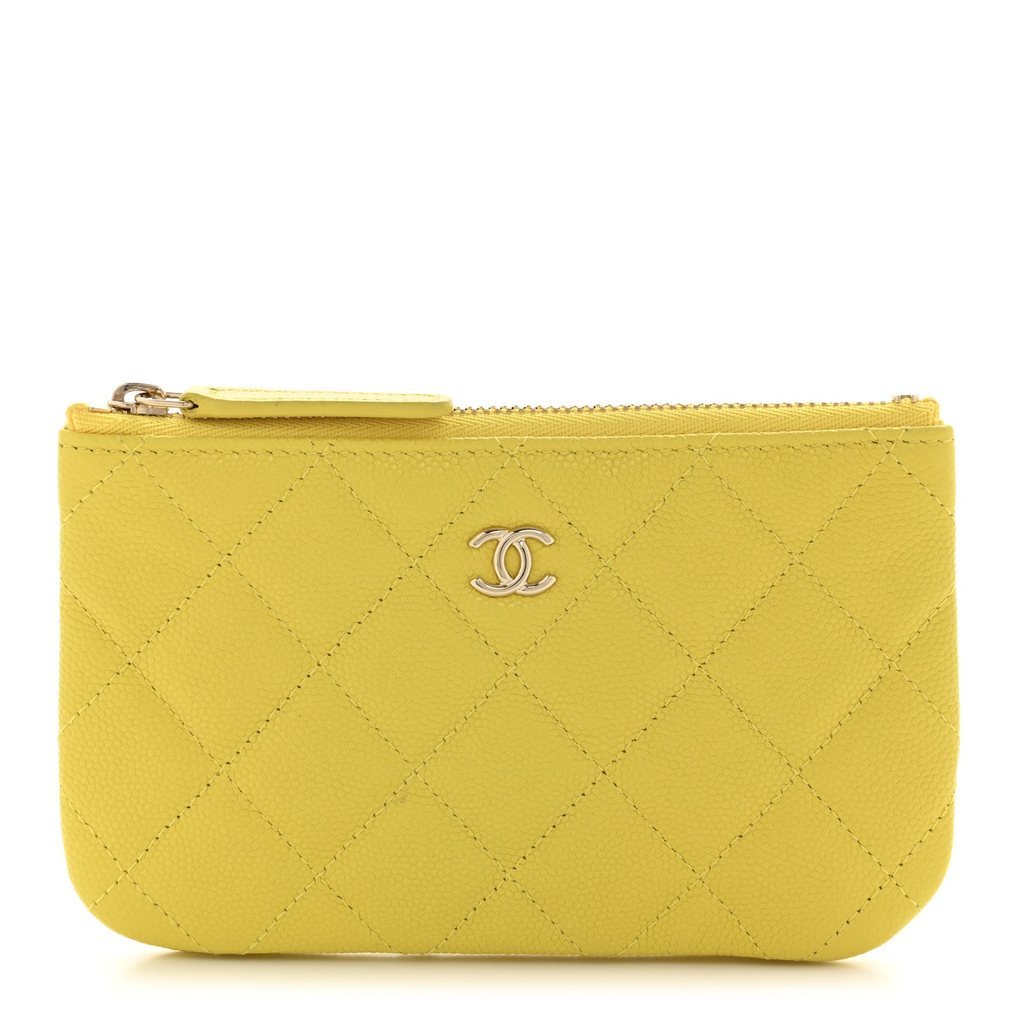 Caviar Quilted Small Cosmetic Case Yellow