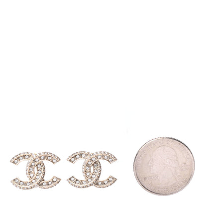 Chanel Crystal Timeless CC Earrings Light Gold 2 of 4