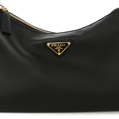 Prada Soft Calfskin Medium Aimee Shoulder Bag Black 7 of 9